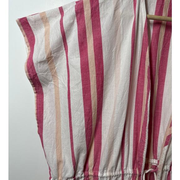 Faherty Striped Longline Duster Cotton Linen One Size Boho Beach Lightweight - Picture 7 of 14